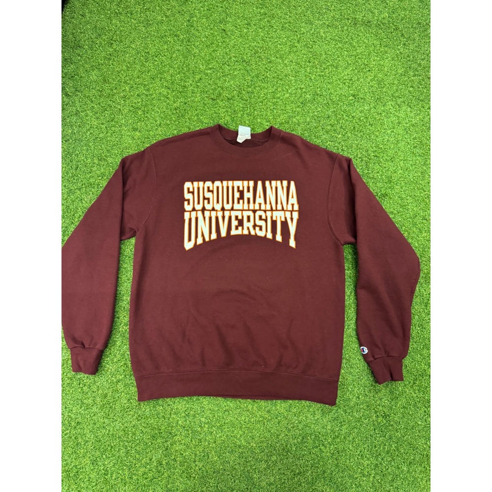 Champion Susquehanna University Sweatshirt Mens Large Maroon Crewneck Eco Fleece